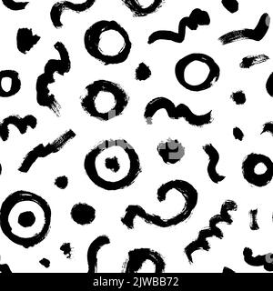 Seamless pattern with circles and curved lines. Stock Vector