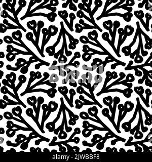 Seamless winter pattern with bold berry branches. Stock Vector