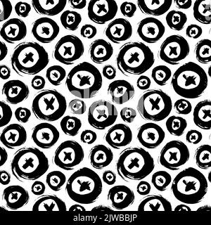 Seamless pattern with bold circles and crosses. Stock Vector