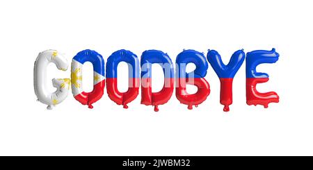 3d illustration of goodbye letter balloon in Philippines flag isolated on white background Stock Photo