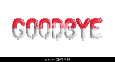 3d illustration of goodbye letter balloon in Singapore flag isolated on white background Stock Photo