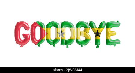 3d illustration of goodbye letter balloon in Sao Tome and Principe flag isolated on white background Stock Photo