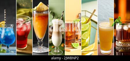 Collection of tasty beverages on table Stock Photo