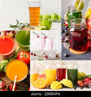 Group of delicious beverages on table Stock Photo