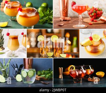 Set of tasty cold beverages on table Stock Photo