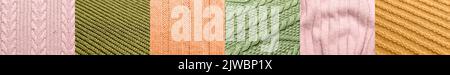 Collage with texture of different knitted fabric Stock Photo