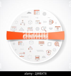 software developer with icon concept with round or circle shape vector ...
