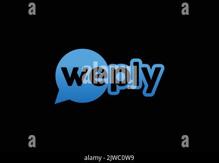 WePly Communication Messaging Chatting Speech Bubble SMS Reply Comment Logo Design Stock Vector