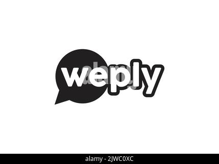 WePly Communication Messaging Chatting Speech Bubble SMS Reply Comment Logo Design Stock Vector