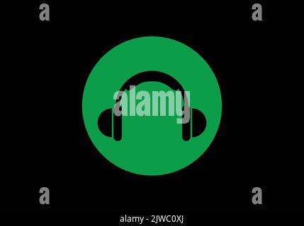 Headphones Earphone Headset Listening Logo Design Template Stock Vector