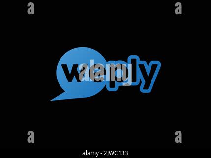 WePly Communication Messaging Chatting Speech Bubble SMS Reply Comment Logo Design Stock Vector