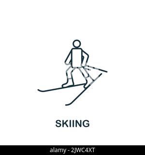 Skiing icon. Line simple icon for templates, web design and infographics Stock Vector