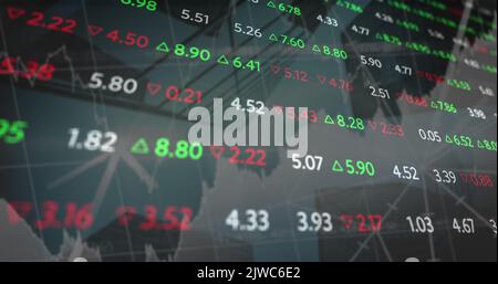 Image of data processing over modern building Stock Photo