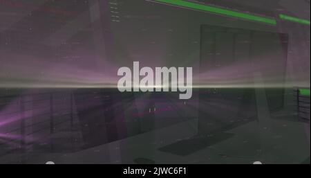 Image of start text and data processing over office Stock Photo