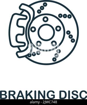 Braking Disc icon. Line simple line Car Service icon for templates, web design and infographics Stock Vector