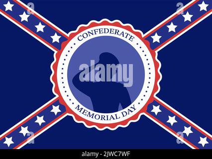 Confederate Memorial Day Template Hand Drawn Cartoon Flat Illustration for Commemoration Servicemen of the America with Flag Design Stock Vector