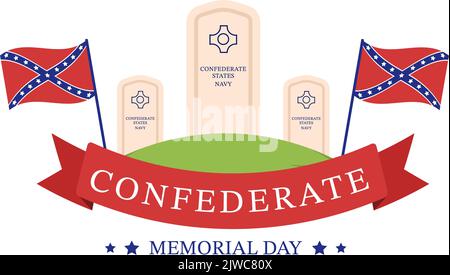 Confederate Memorial Day Template Hand Drawn Cartoon Flat Illustration for Commemoration Servicemen of the America with Flag Design Stock Vector