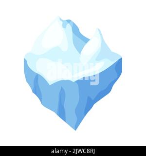 Ice floe, frozen water piece, iceberg in cartoon style isolated on white background. Polar landscape element, ui game asset. Winter decoration. Vector illustration Stock Vector