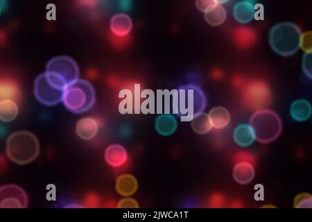Decorative background bokeh gradient in jewel tones of purple, teal, pink, peach on black. Dark yet colorful screensaver, wallpaper, backdrop. Stock Vector