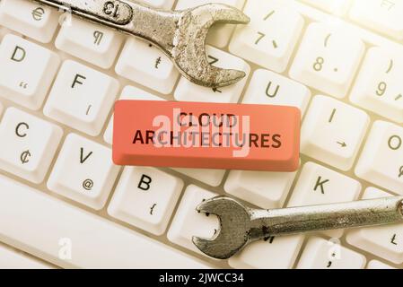 Text caption presenting Cloud ArchitecturesVarious Engineered Databases Softwares Applications. Conceptual photo Various Engineered Databases Stock Photo