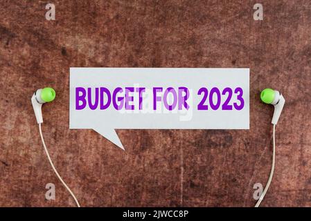 Handwriting text Budget For 2023An written estimates of income and expenditure for 2023. Conceptual photo An written estimates of income and Stock Photo