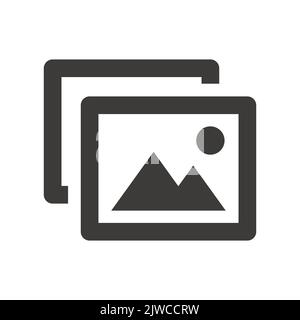 Picture, image file black vector icon. Photo folder or files filled symbol. Stock Vector