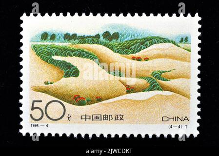 CHINA - CIRCA 1994: A stamp printed in China shows  Making Desert Green ,circa 1994 Stock Photo