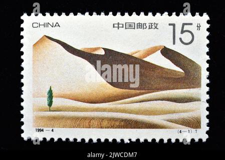 CHINA - CIRCA 1994: A stamp printed in China shows  Making Desert Green ,circa 1994 Stock Photo