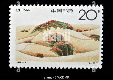 CHINA - CIRCA 1994: A stamp printed in China shows  Making Desert Green ,circa 1994 Stock Photo