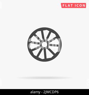 Wheel flat vector icon. Hand drawn style design illustrations. Stock Vector