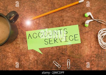 Sign displaying Accounts Serviceaccessing list of user profiles and ...