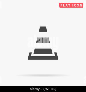 Road cone flat vector icon. Hand drawn style design illustrations. Stock Vector