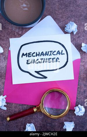 Text caption presenting Mechanical Engineer. Word for Applied Engineering Discipline for Mechanical System Stock Photo