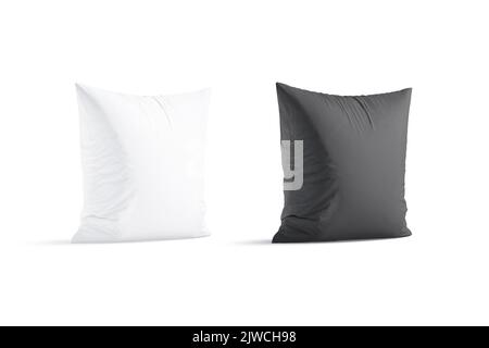 Blank white and black square pillow mockup stand, half-turned view Stock Photo