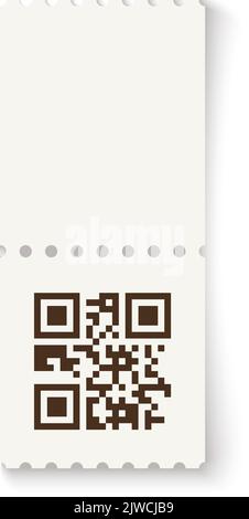Event ticket with qr code. Realistic paper mockup isolated on white ...