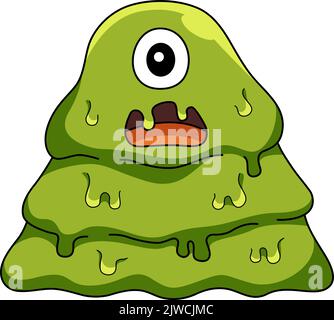 Monster Slime Coloring Page Colored Illustration - Stock