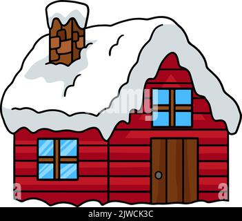 Winter House Cartoon Colored Clipart Illustration Stock Vector