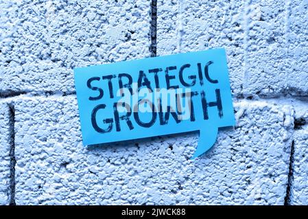 Handwriting text Strategic Growthcreate plan or schedule to increase stocks or improvement. Word for create plan or schedule to increase stocks or Stock Photo