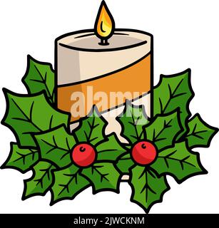 Christmas Candle Cartoon Colored Clipart  Stock Vector