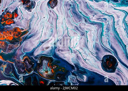 colorful alcohol ink water marble texture pearl Stock Photo