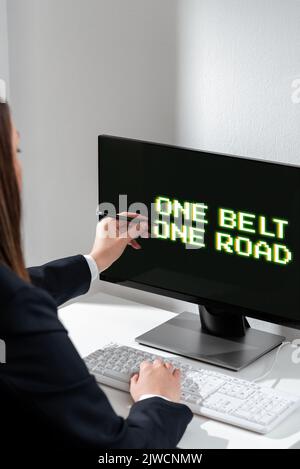 Conceptual display One Belt One RoadBuilding trade routes between China and other countries. Business concept Building trade routes between China and Stock Photo