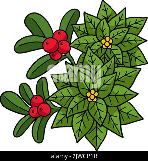 Christmas Poinsettia Cartoon Colored Clipart Stock Vector