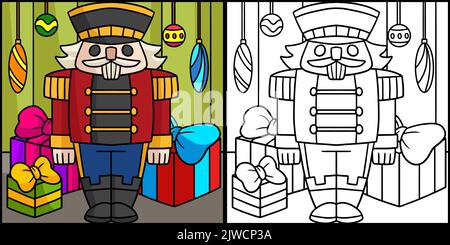 Nutcracker Coloring Page Colored Illustration Stock Vector