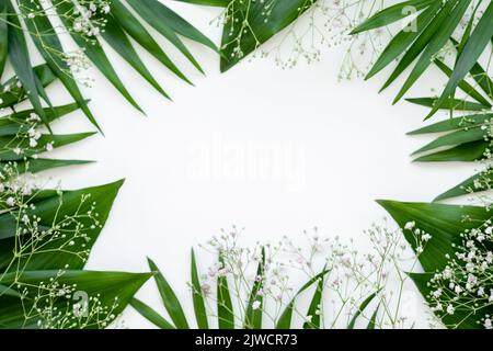 green leaves frame natural background foliage Stock Photo