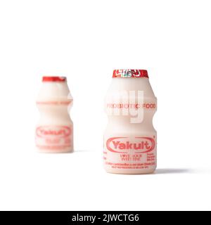 West Bangal, India - September 05, 2022 : Yakult drink isolated on whithe background. Stock Photo