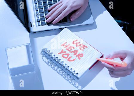 Handwriting text We Hear You. Concept meaning Listening intently professional counselling expert advice Stock Photo