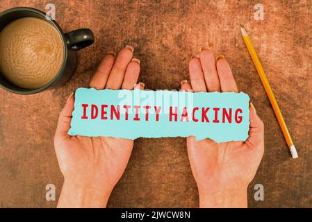 Text caption presenting Identity Hackingcriminal that steal your personal information using malware. Business showcase criminal that steal your Stock Photo
