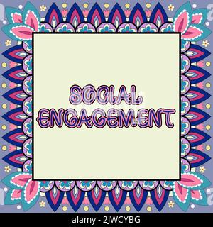 Conceptual display Social EngagementDegree of engagement in an online community or society. Internet Concept Degree of engagement in an online Stock Photo