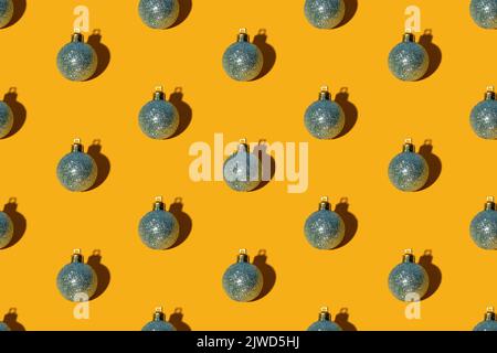 orange xmas background blue ball seamless pattern Stock Photo