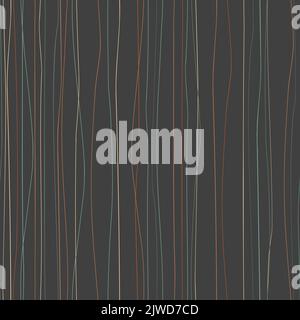 Abstract seamless pattern with thin hand drawn vertical lines on black. Strokes background, vector illustration Stock Vector